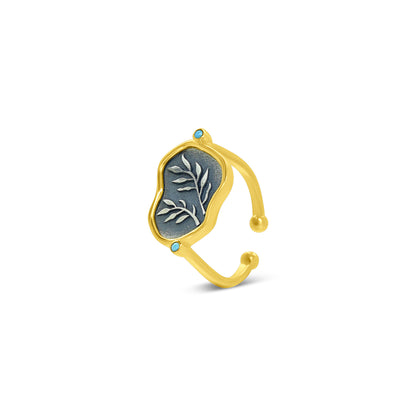 Turquoise-Accent Laurel Ring