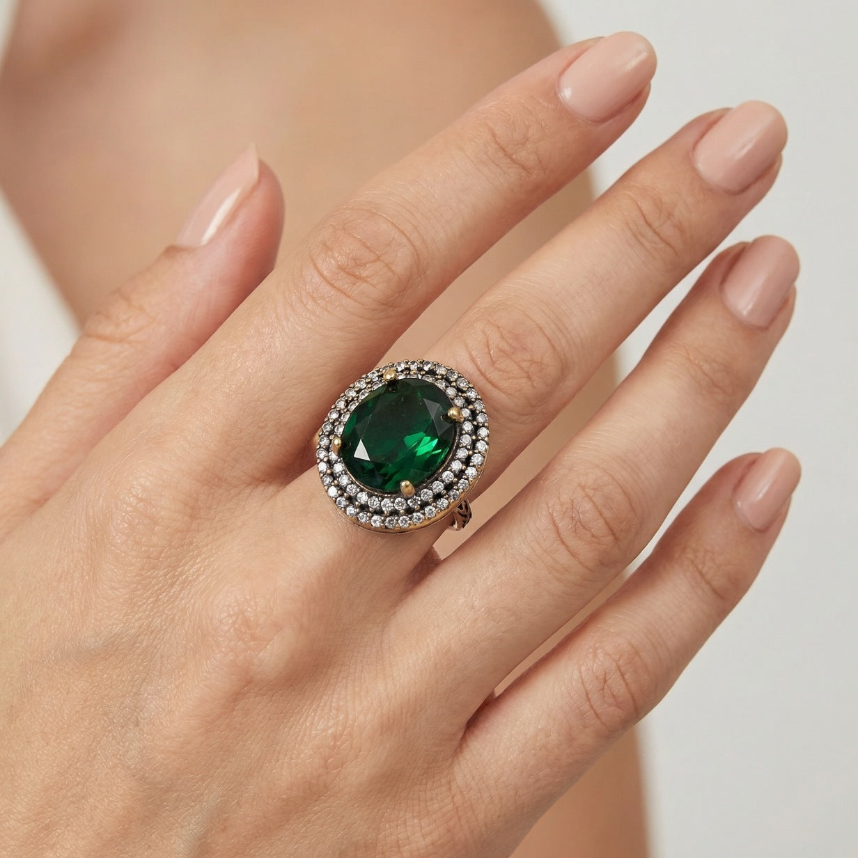 Emerald Green Oxidized Ring