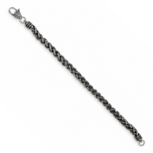 Woven Rope Chain Men's Oxidized Bracelet