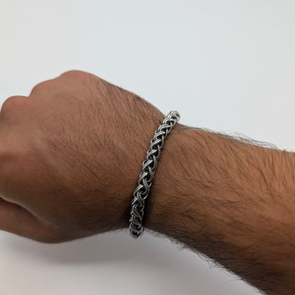 Woven Rope Chain Men's Oxidized Bracelet