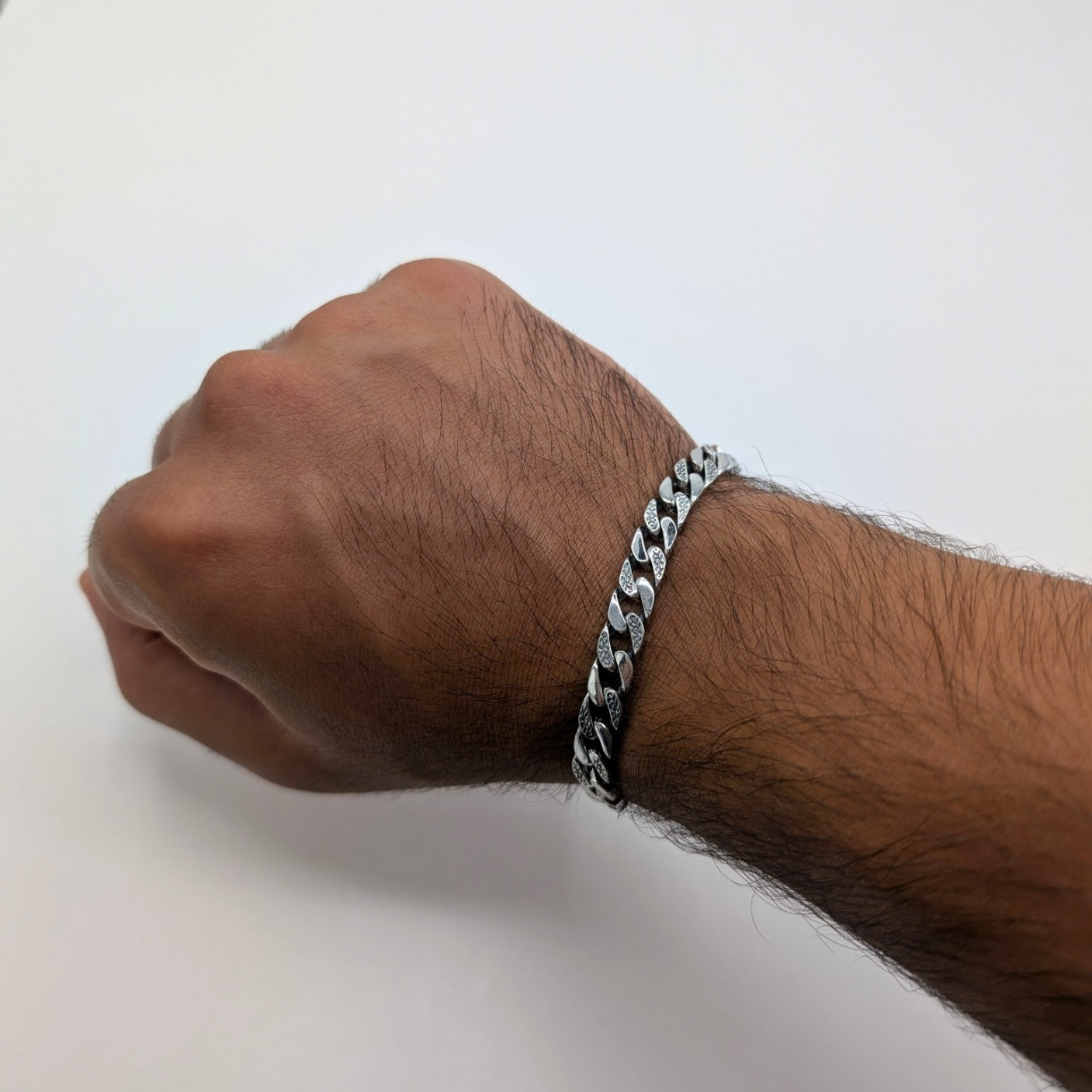 Flat Curb Link Men's Oxidized Bracelet