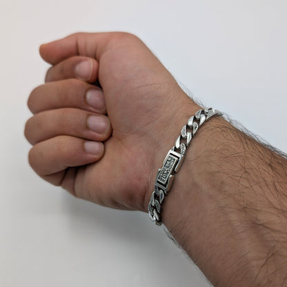 Flat Curb Link Men's Oxidized Bracelet