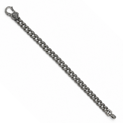 Textured Curb Chain Men's Oxidized Bracelet