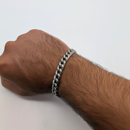 Textured Curb Chain Men's Oxidized Bracelet