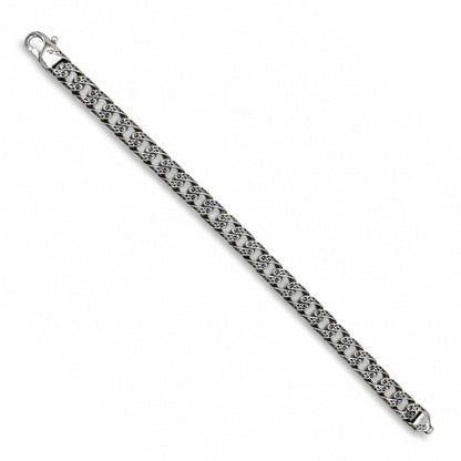 Flat Curb Link Men's Oxidized Bracelet