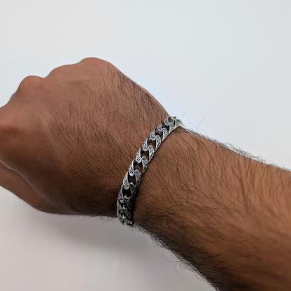 Flat Curb Link Men's Oxidized Bracelet