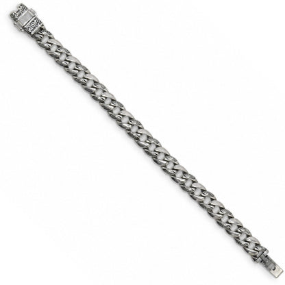 Engraved Curb Oxidized Bracelet