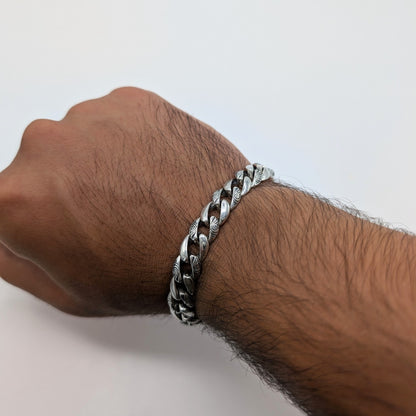 Engraved Curb Oxidized Bracelet