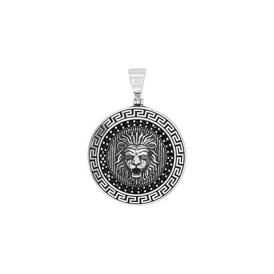 Oxidized Regal Lion Pendant