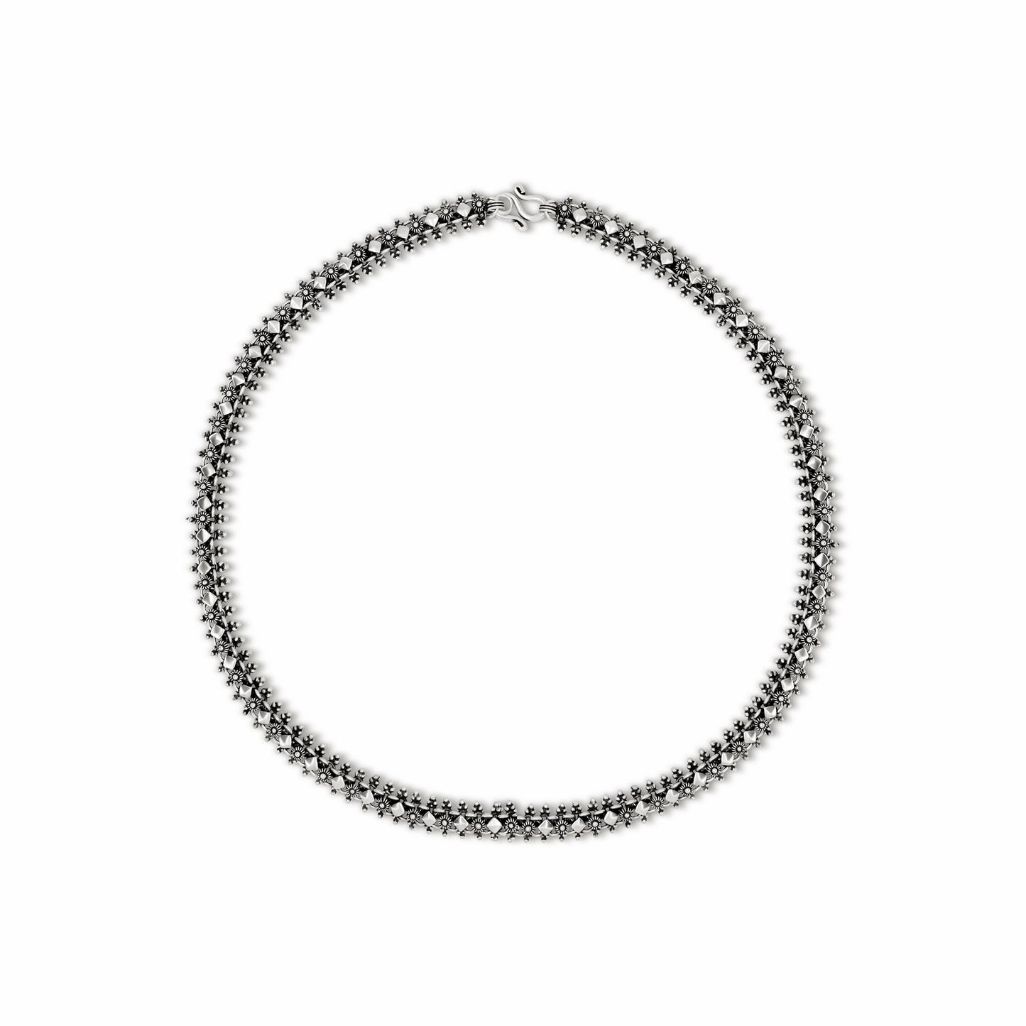 Textured Oxidized Silver Necklace and Bracelet Set