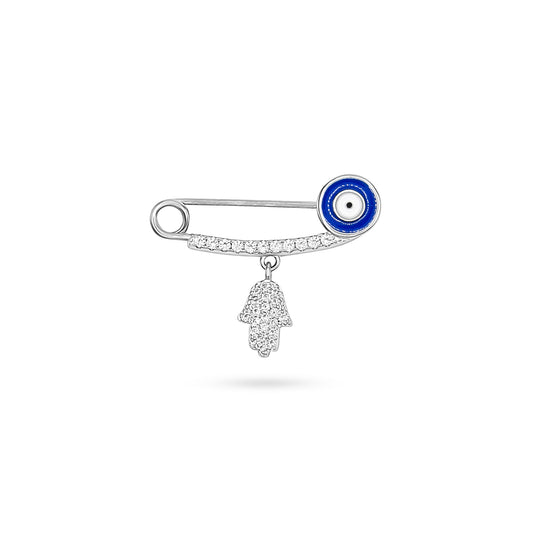 Sparkling Evil Eye Baby Pin with Dangling Kaff