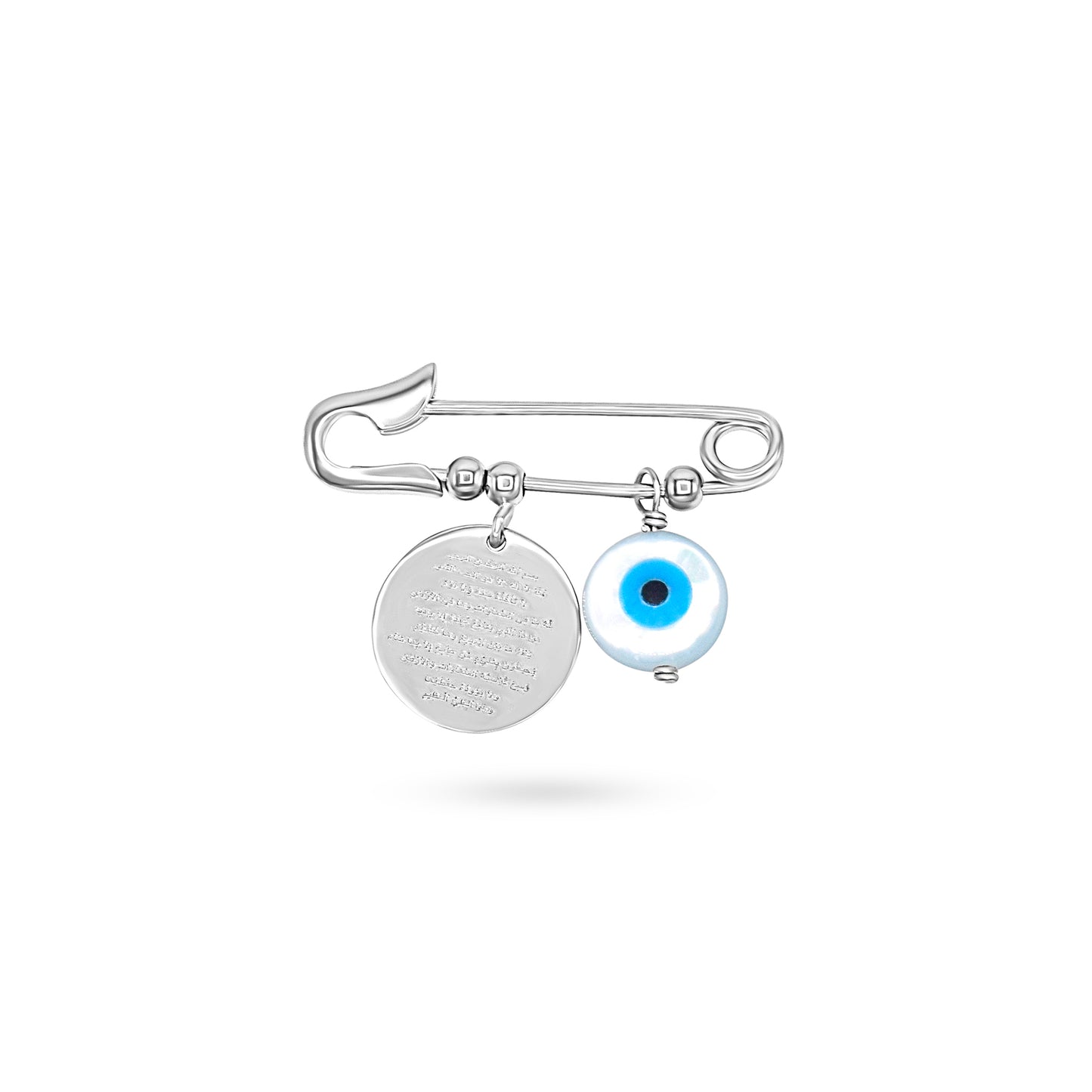 Baby Pin w Evile Eye & Engraving Charm