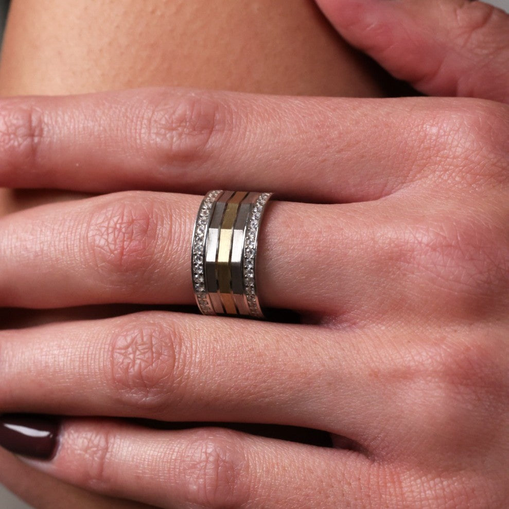 Silver&Gold Fusion - Geometric Ring