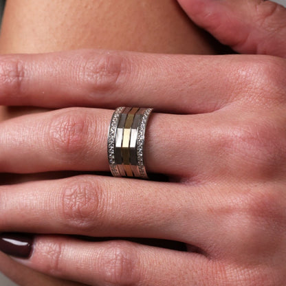 Silver&Gold Fusion - Geometric Ring