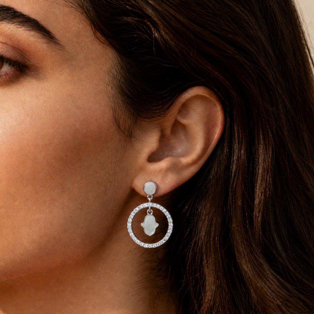Radiant Hamsa Hoop Earrings