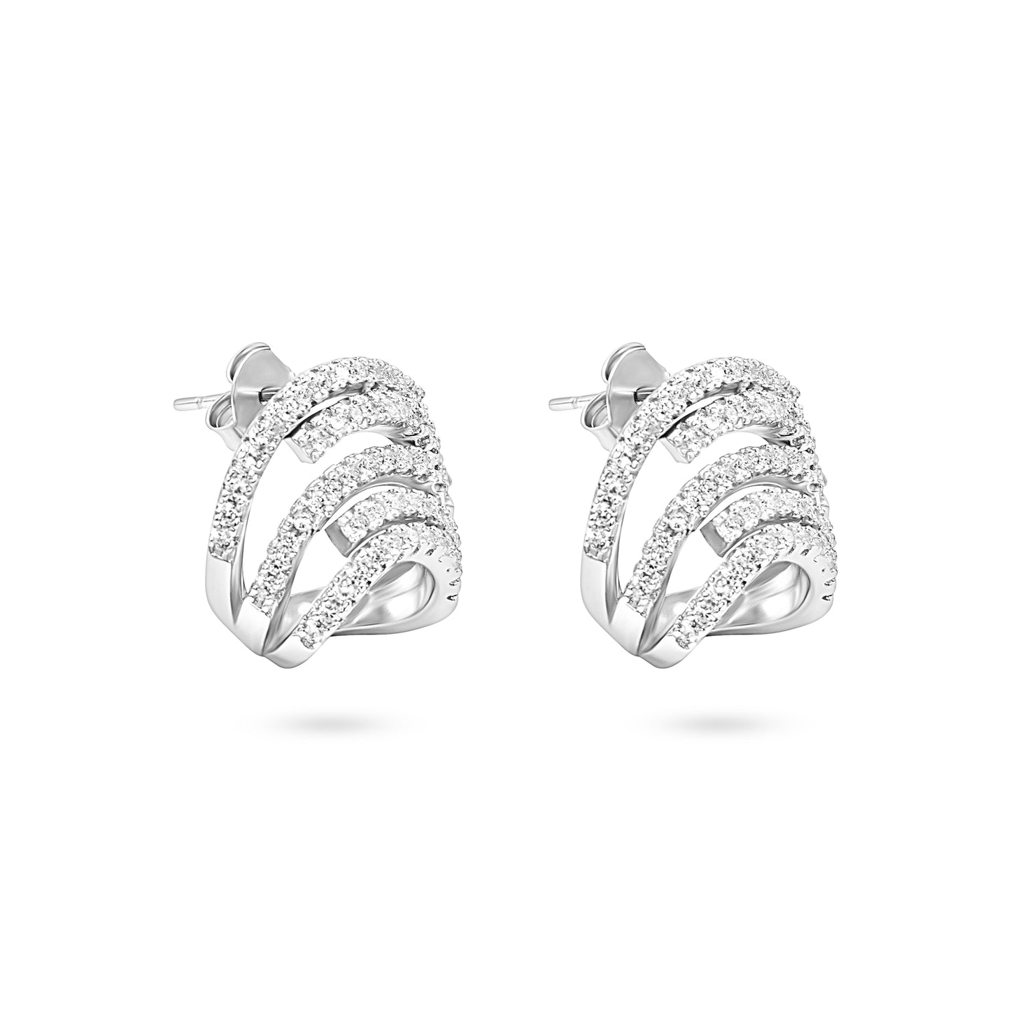 Triple Arc Pave Earrings