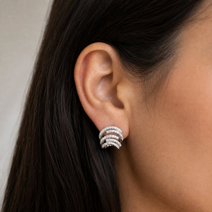 Triple Arc Pave Earrings