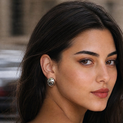 Domed Oval Stud Earring