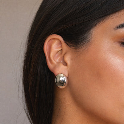 Domed Oval Stud Earring