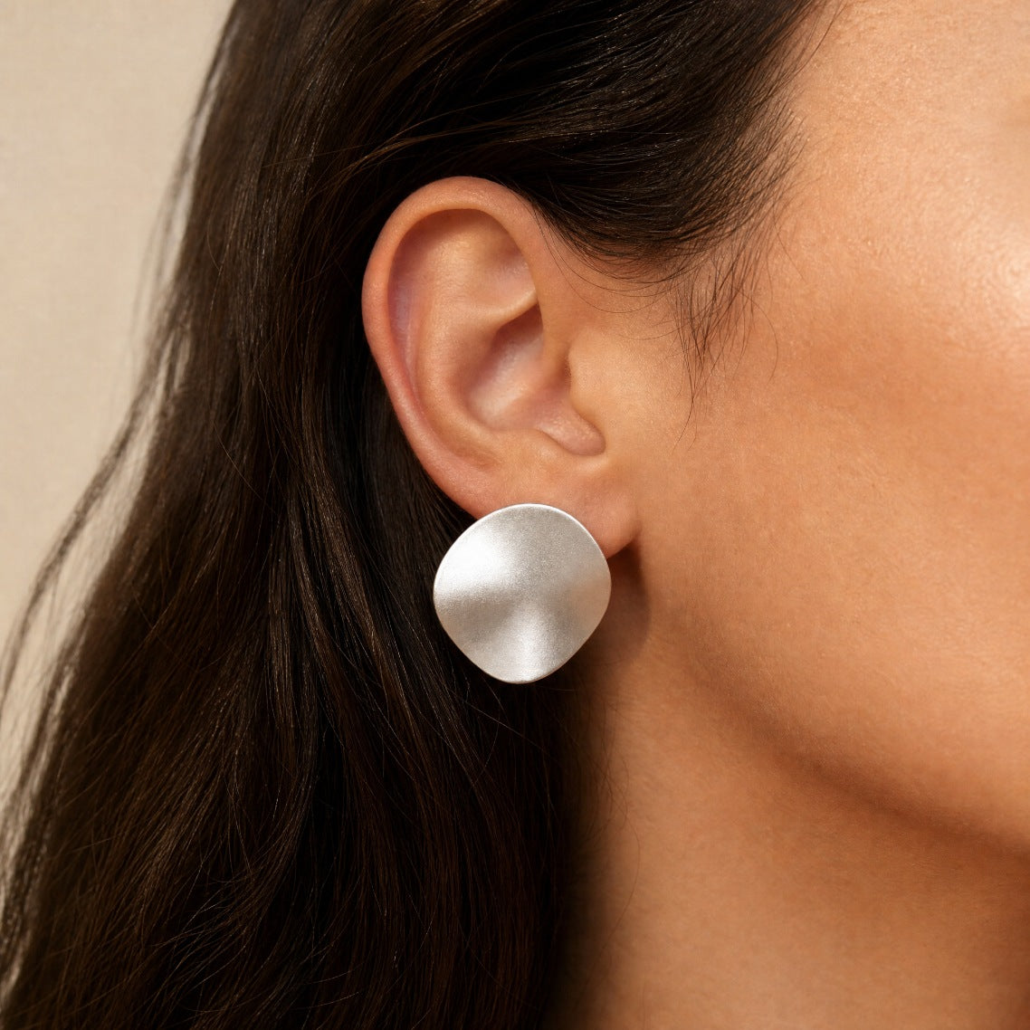 Organic Freeform Disc Stud Earring