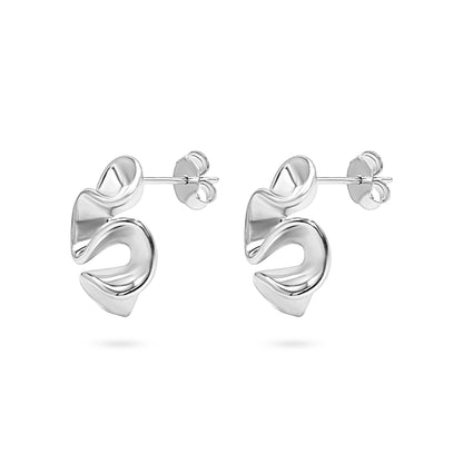 Sculpted Ribbon Swirl Stud Earring