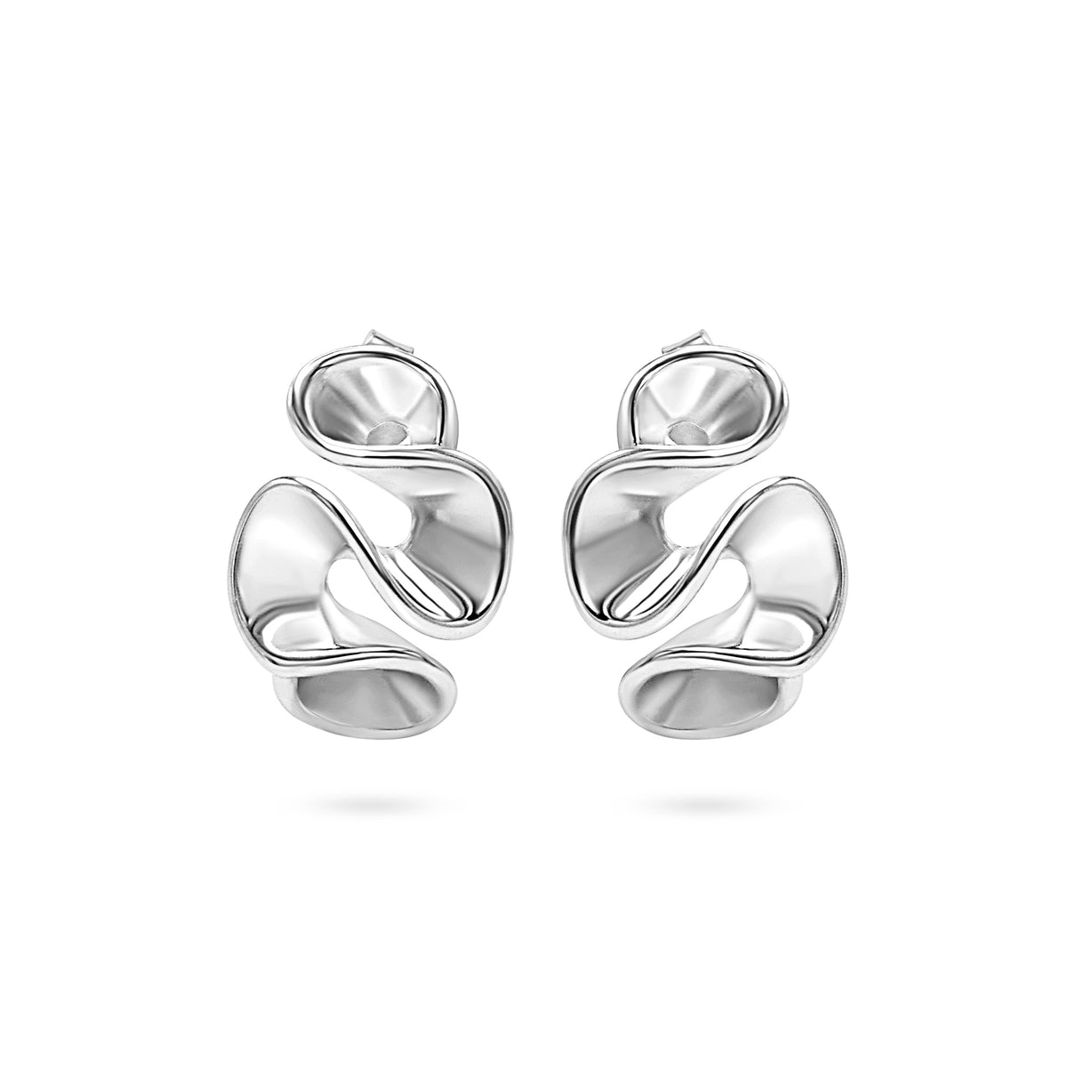 Sculpted Ribbon Swirl Stud Earring