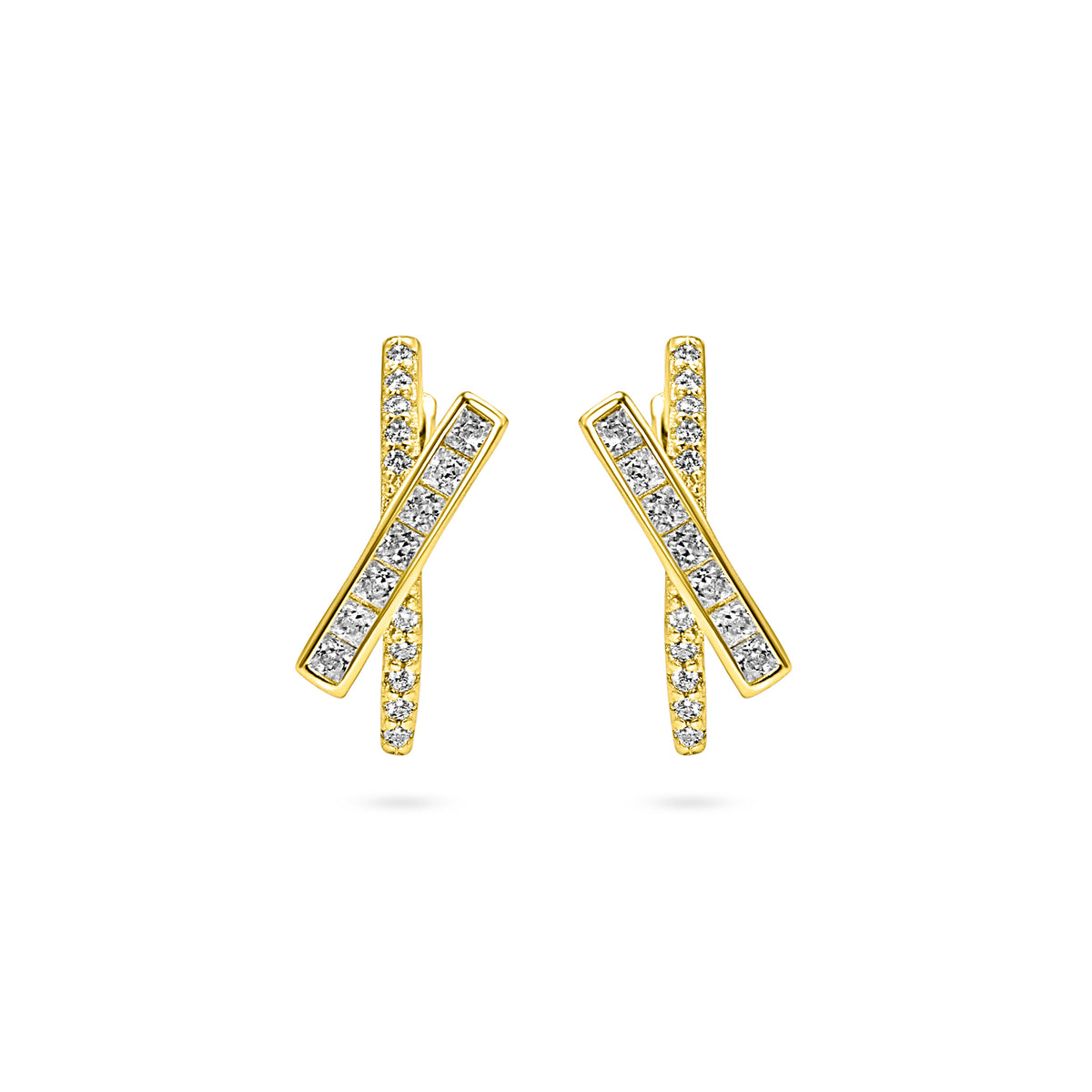 Crossover Bar Hoop Stud Earring