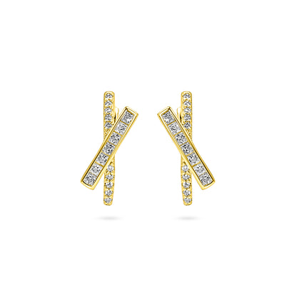 Crossover Bar Hoop Stud Earring