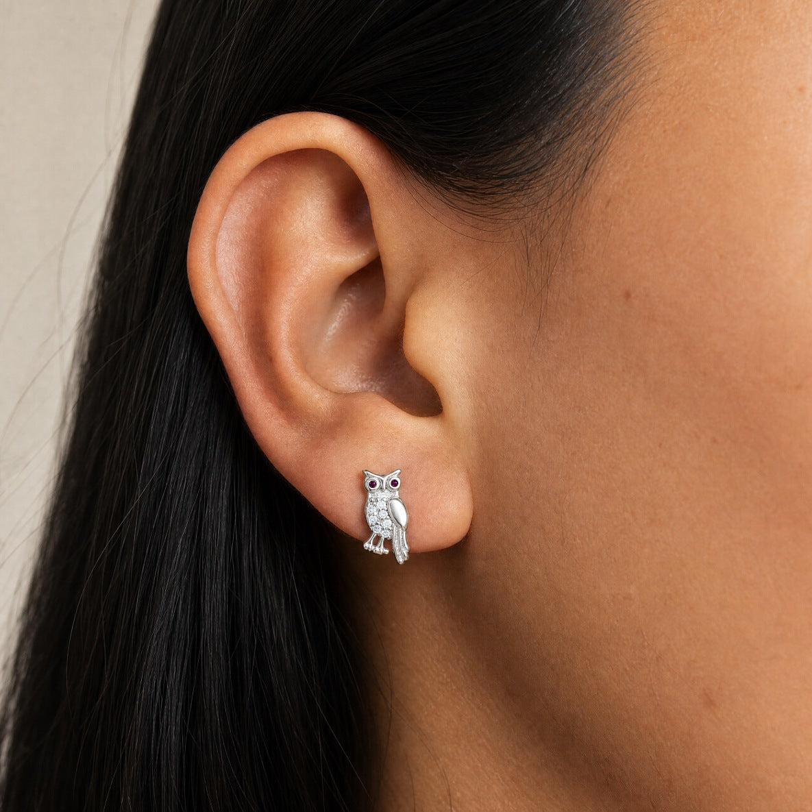 Wise Owl Zircon Earrings
