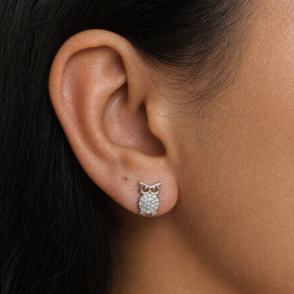 Charming Owl Zircon Stud Earrings