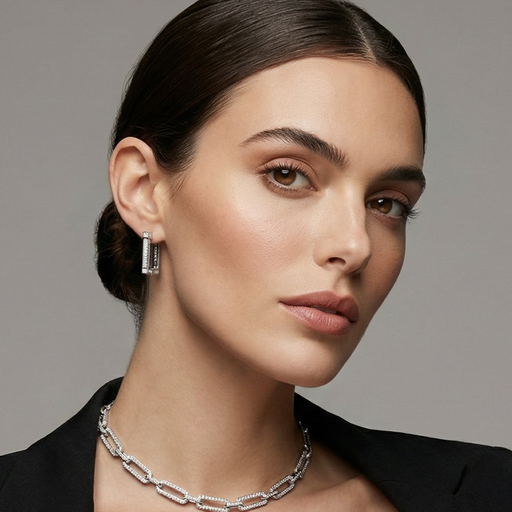 Linear Baguette Frame Earrings