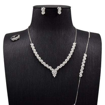 Elegant Leaf Design Sterling Silver Jewelry Set