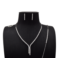 Sterling Silver Y‑Bar Bridal Set Flat Zircon Lines image