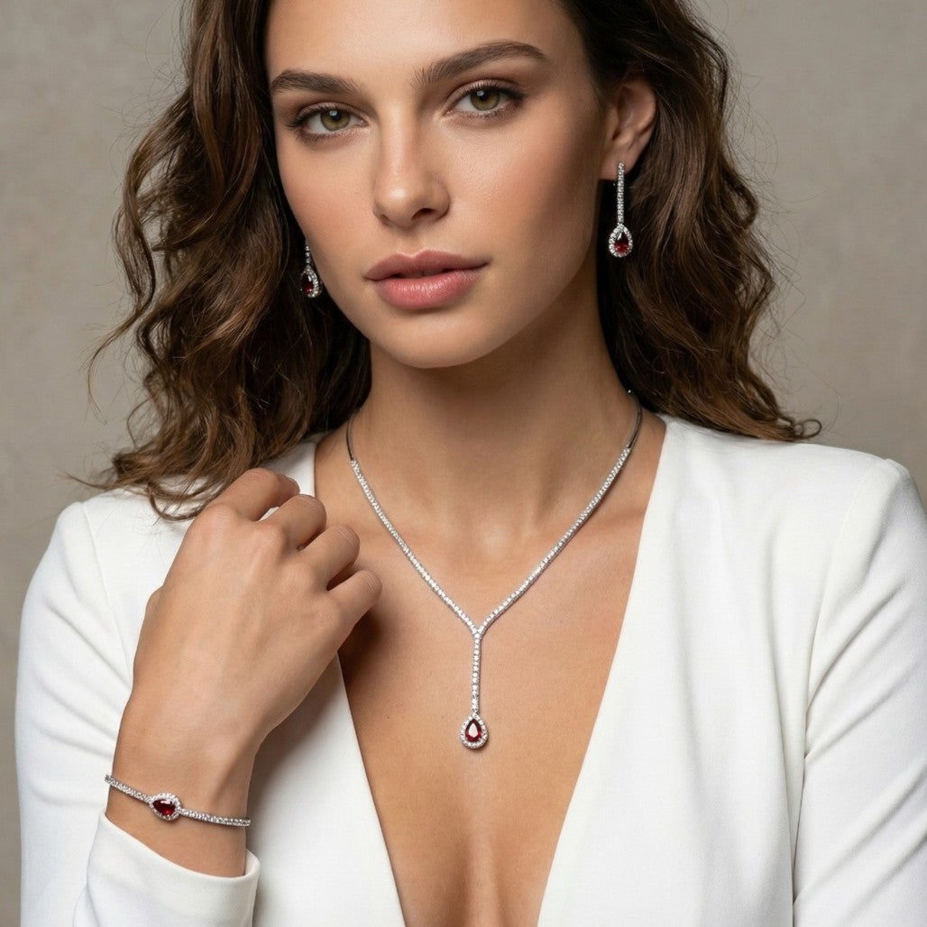 Elegant Drop Necklace and Earring Set