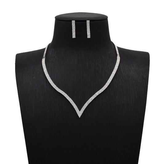 Radiant V-Shape Necklace and Earring Set