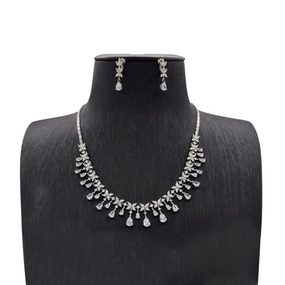 Elegant Cascade Zircon Necklace and Earring Set