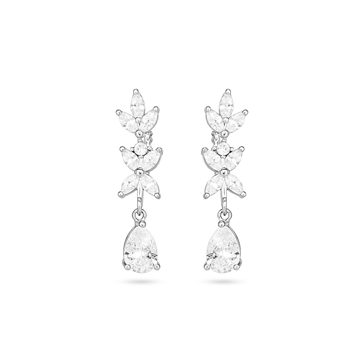 Elegant Cascade Zircon Necklace and Earring Set