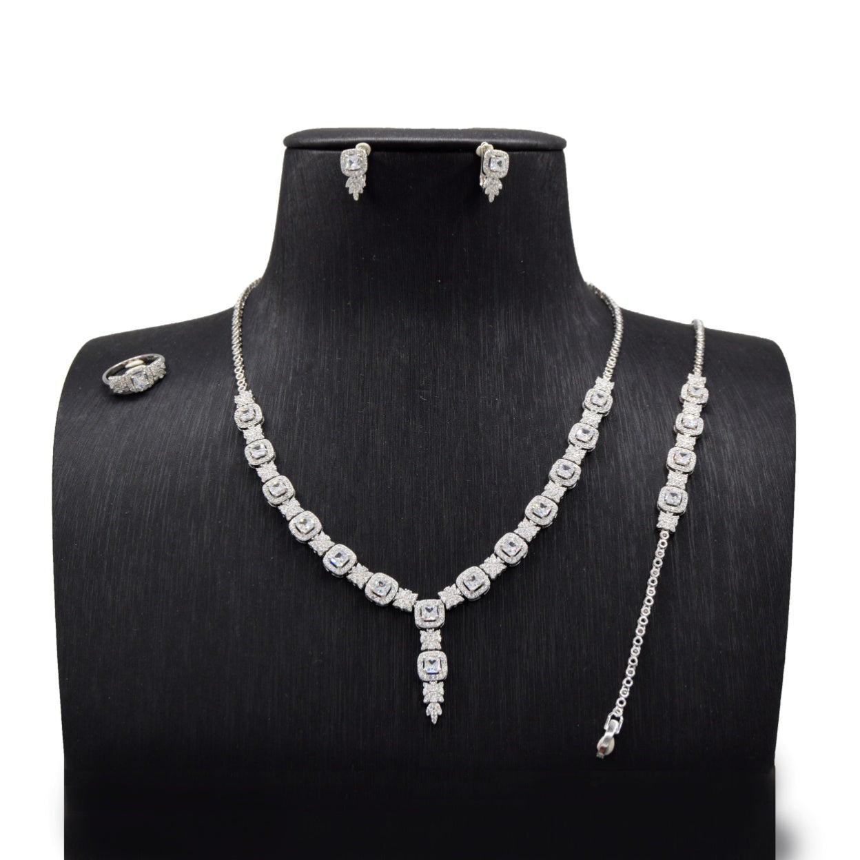Elegant Zircon & Silver Jewelry Set