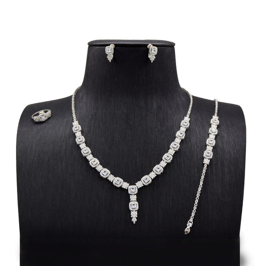 Elegant Zircon & Silver Jewelry Set