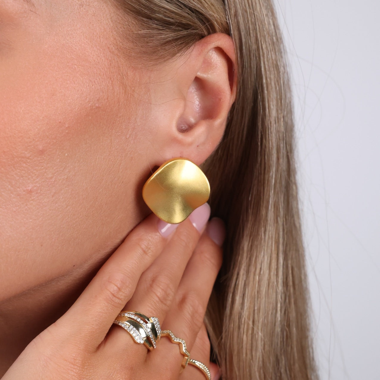 Organic Freeform Disc Stud Earring