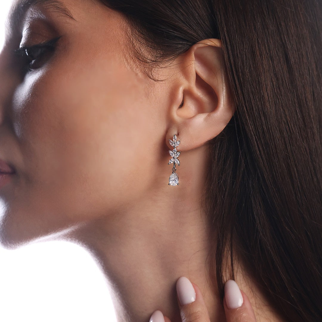 Elegant Cascade Zircon Necklace and Earring Set