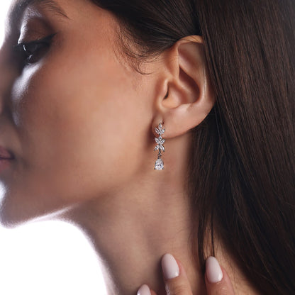 Elegant Cascade Zircon Necklace and Earring Set