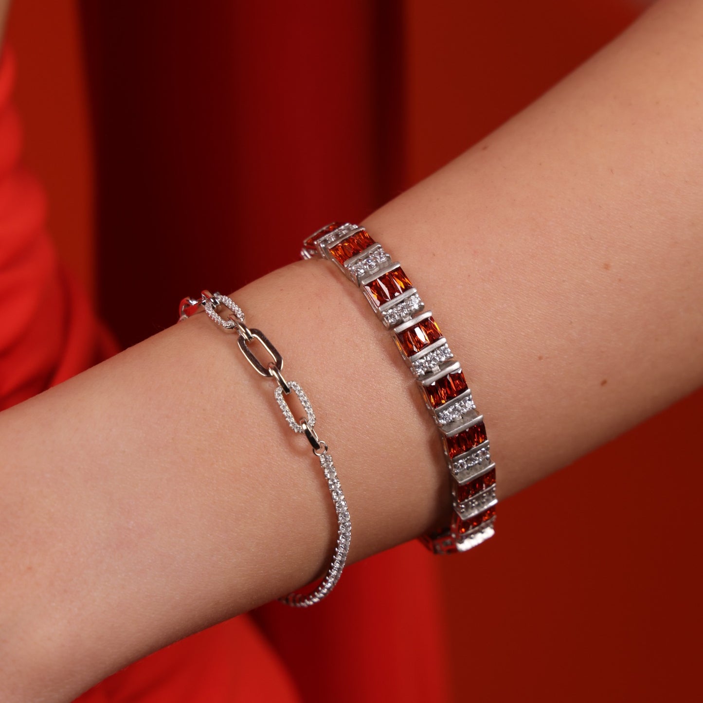 Half Tennis Half Chain Bracelet