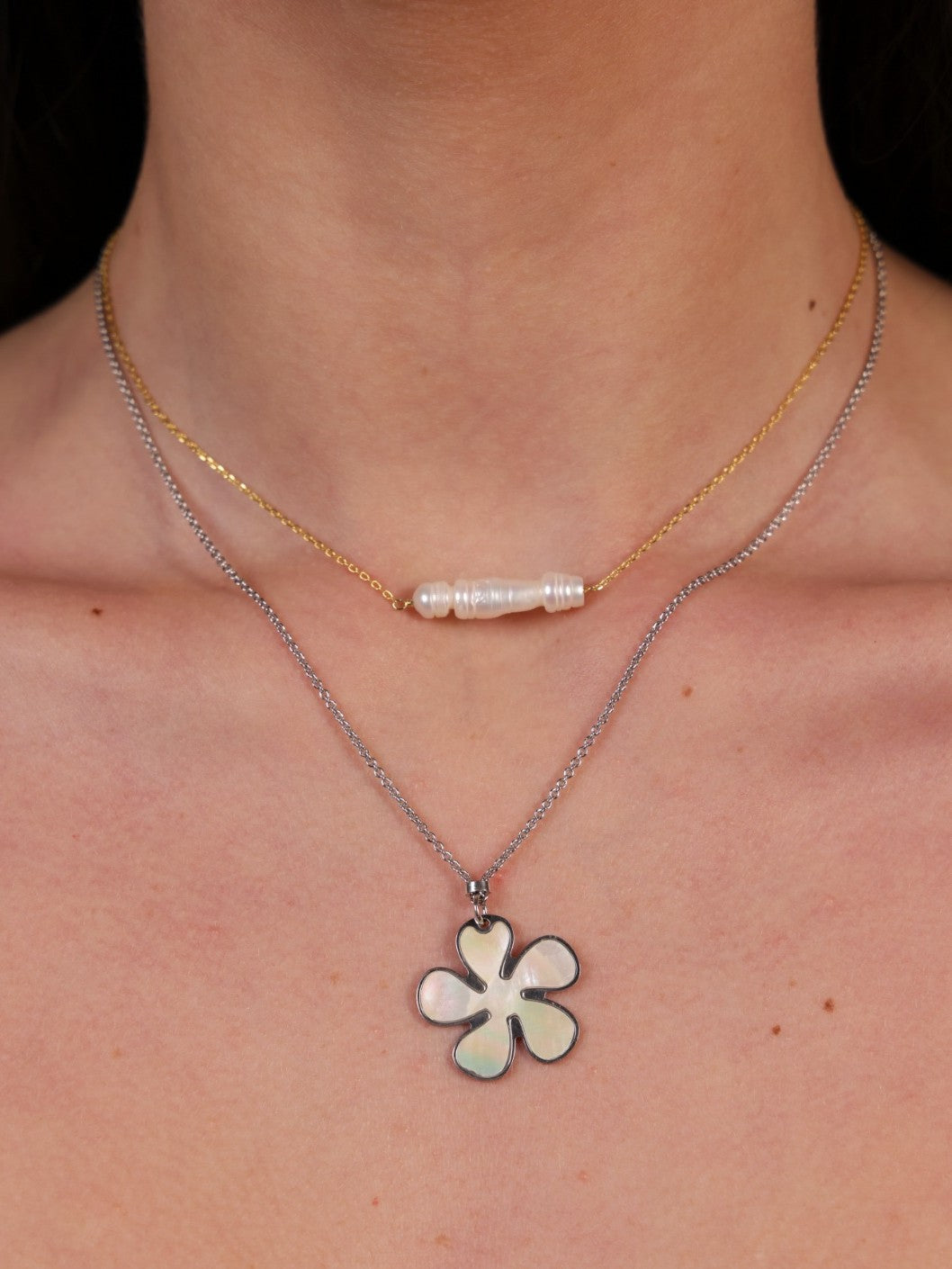 Horizontal Pearl Bar Necklace