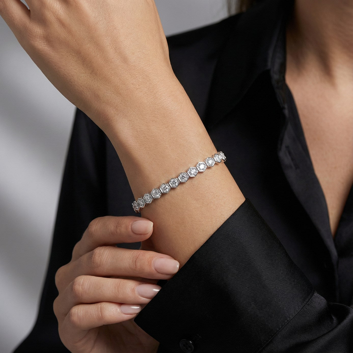 Honeycomb Framed Tennis Bracelet