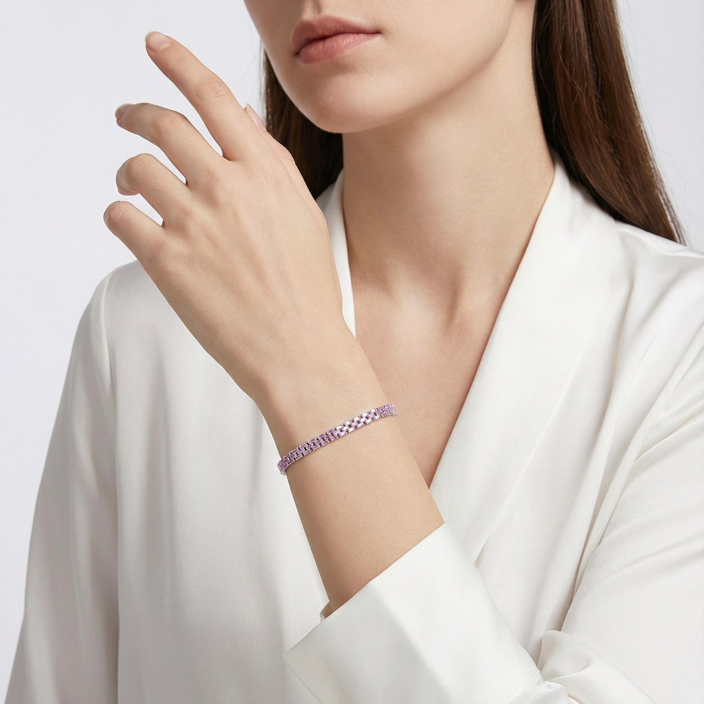 Brick Layered Pink Sparkle Bracelet