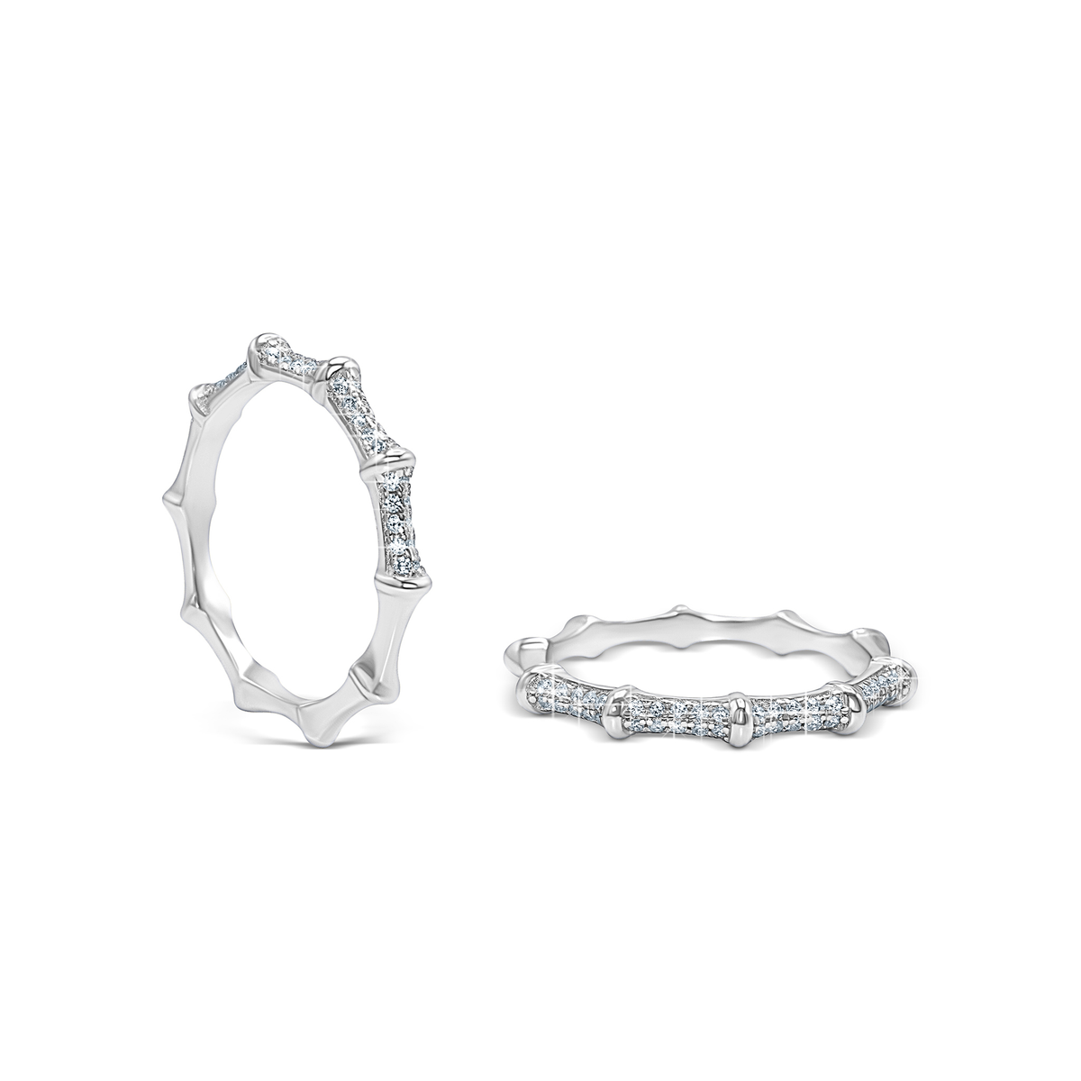 Bamboo Pavé Stackable Ring