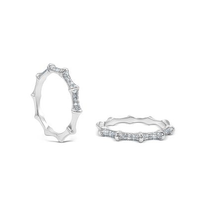 Bamboo Pavé Stackable Ring