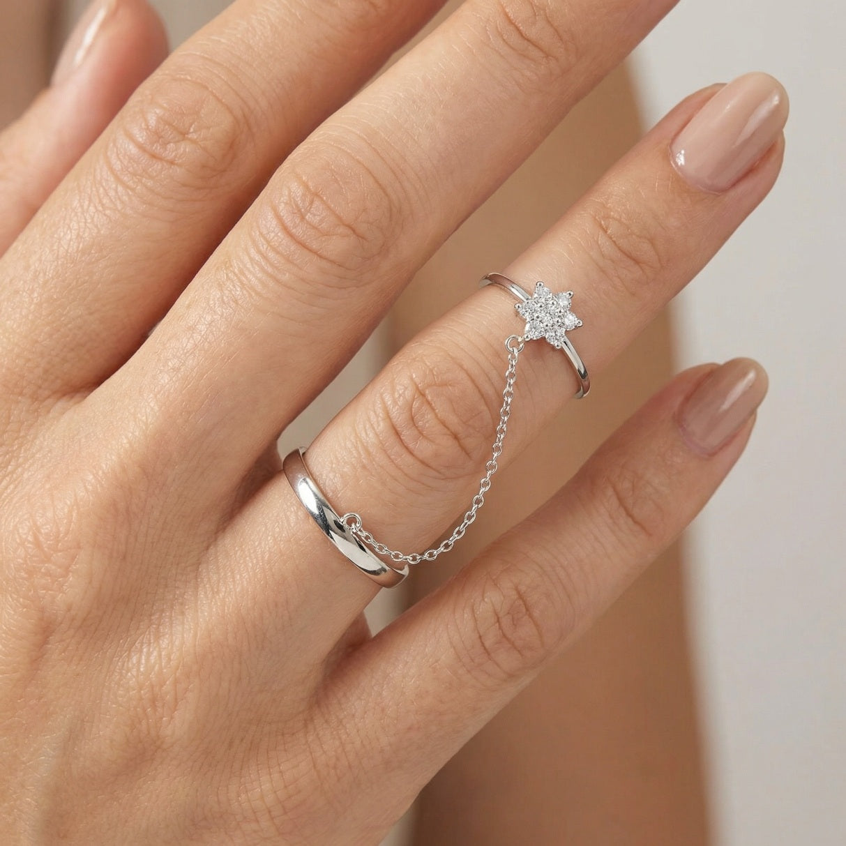 Chain Linked Flower Rings