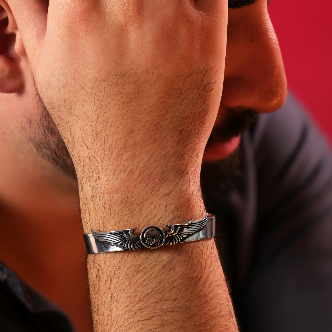 Oxidized Eagle Bangle